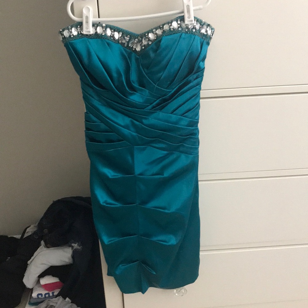 Blue mini dress with beading at top. Size 1/2